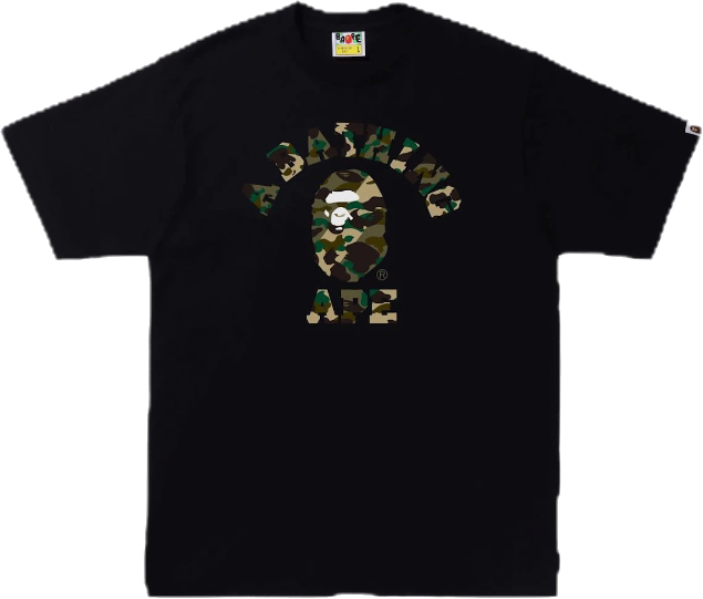 BAPE 1st Camo Crazy College Tee Black Sz S