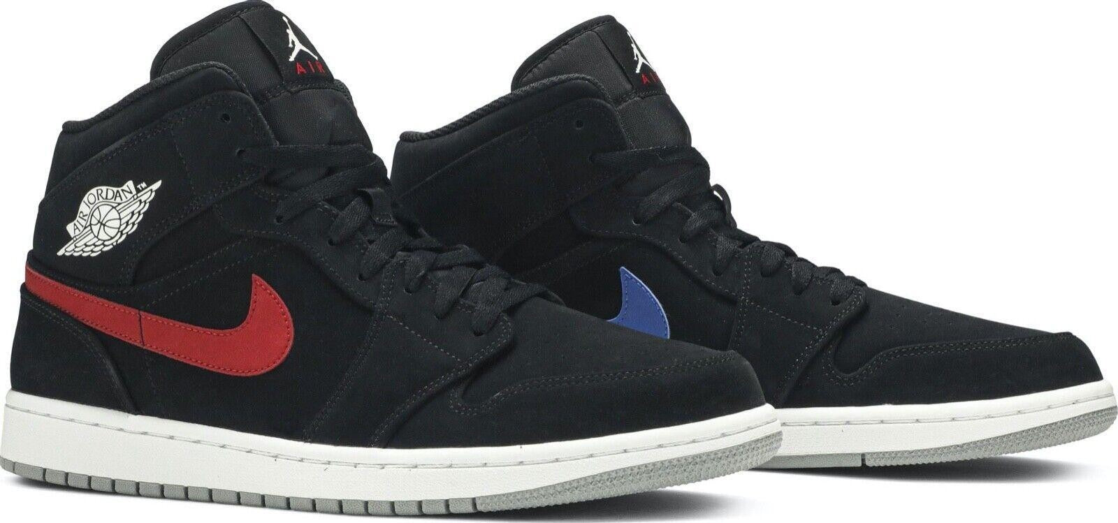 Air Jordan 1 Mid Multicolor Swoosh Black Size 10.5