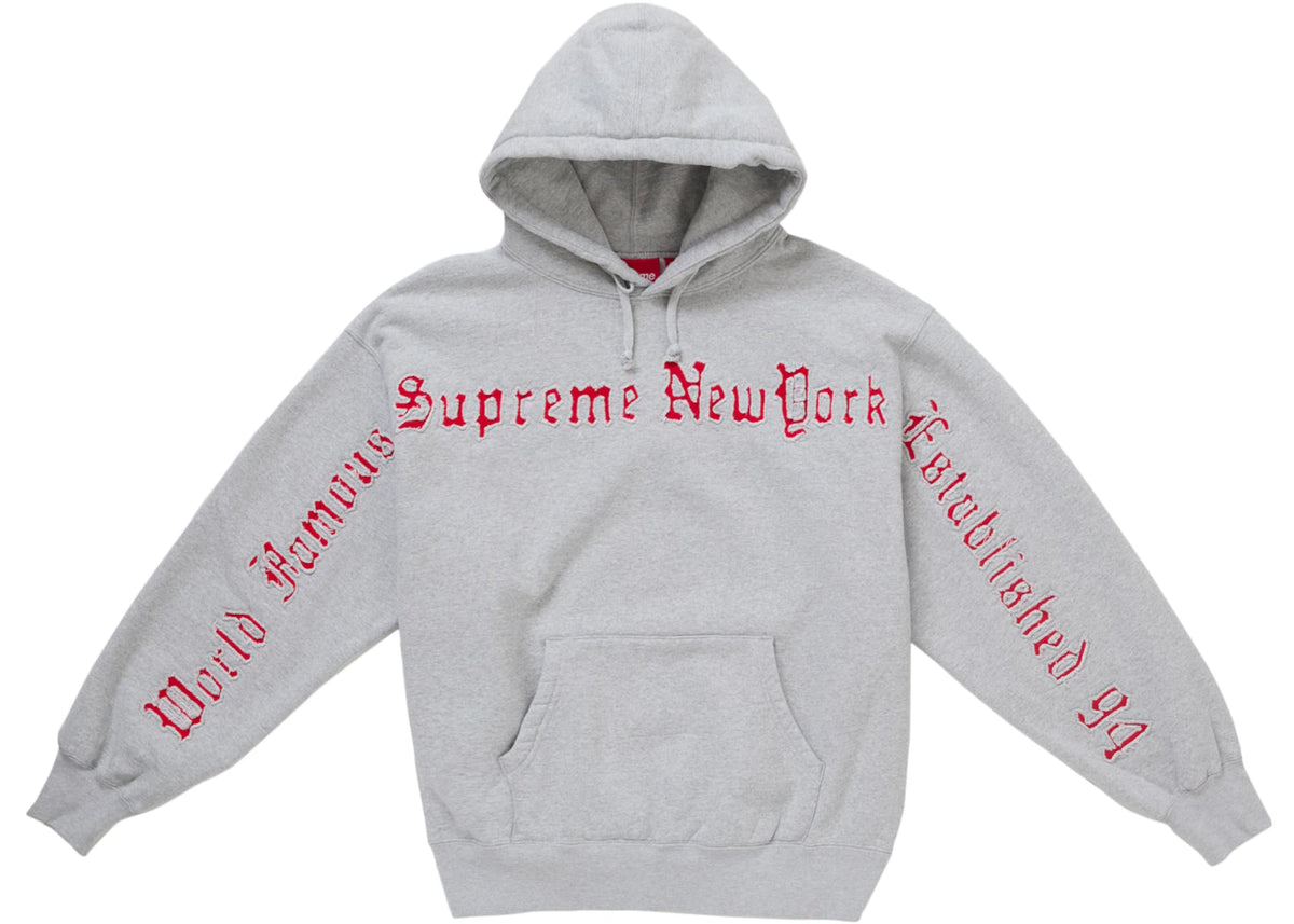 Supreme Contrast Cutout Hooded Sweatshirt Grey