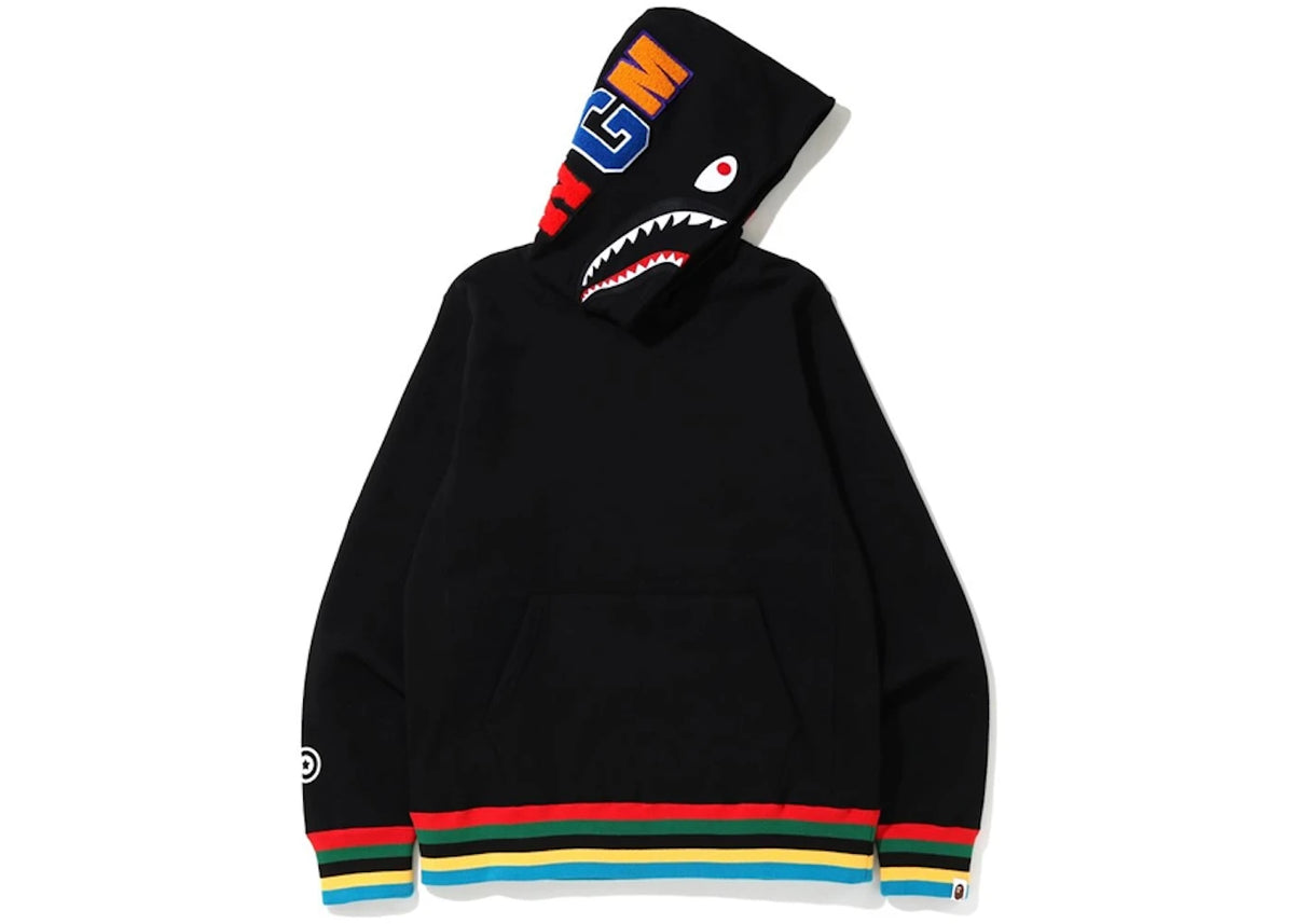 BAPE Shark Line Rib Pullover Hoodie Black