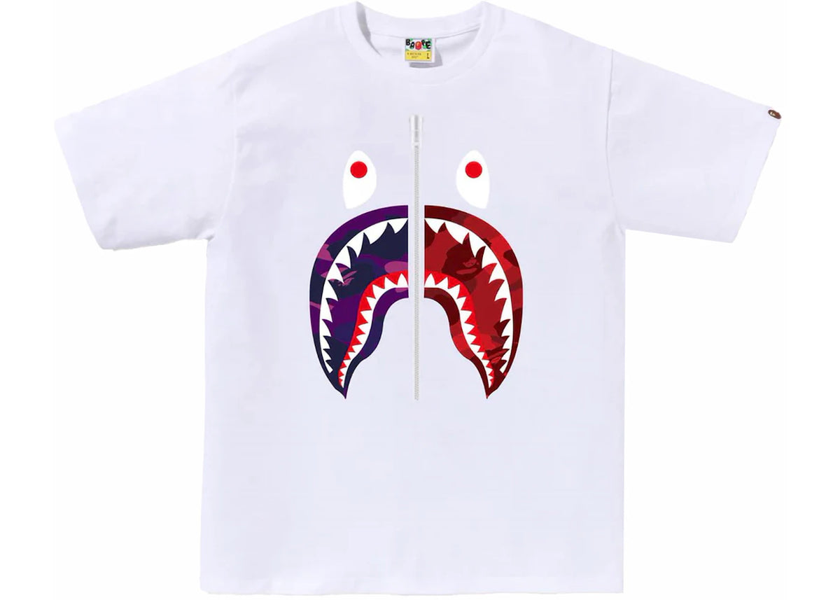 BAPE ABC Camo Rebuild Shark Tee White/Purple