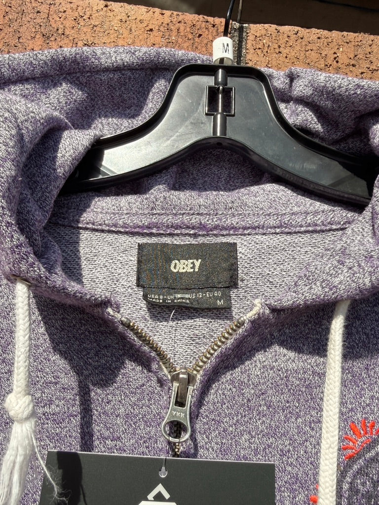Women's Y2K Obey Power to the People Zip Up Hoodie Sz M