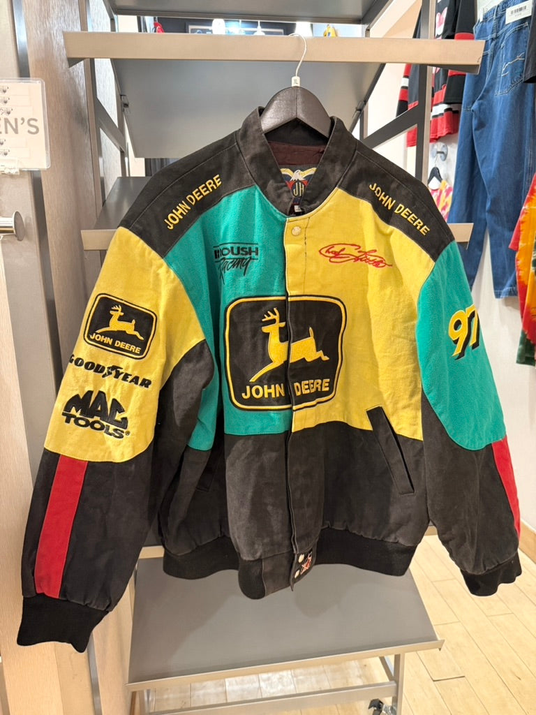 90s Jeff Hamilton Chad Little John Deere Nascar Jacket SZ XL