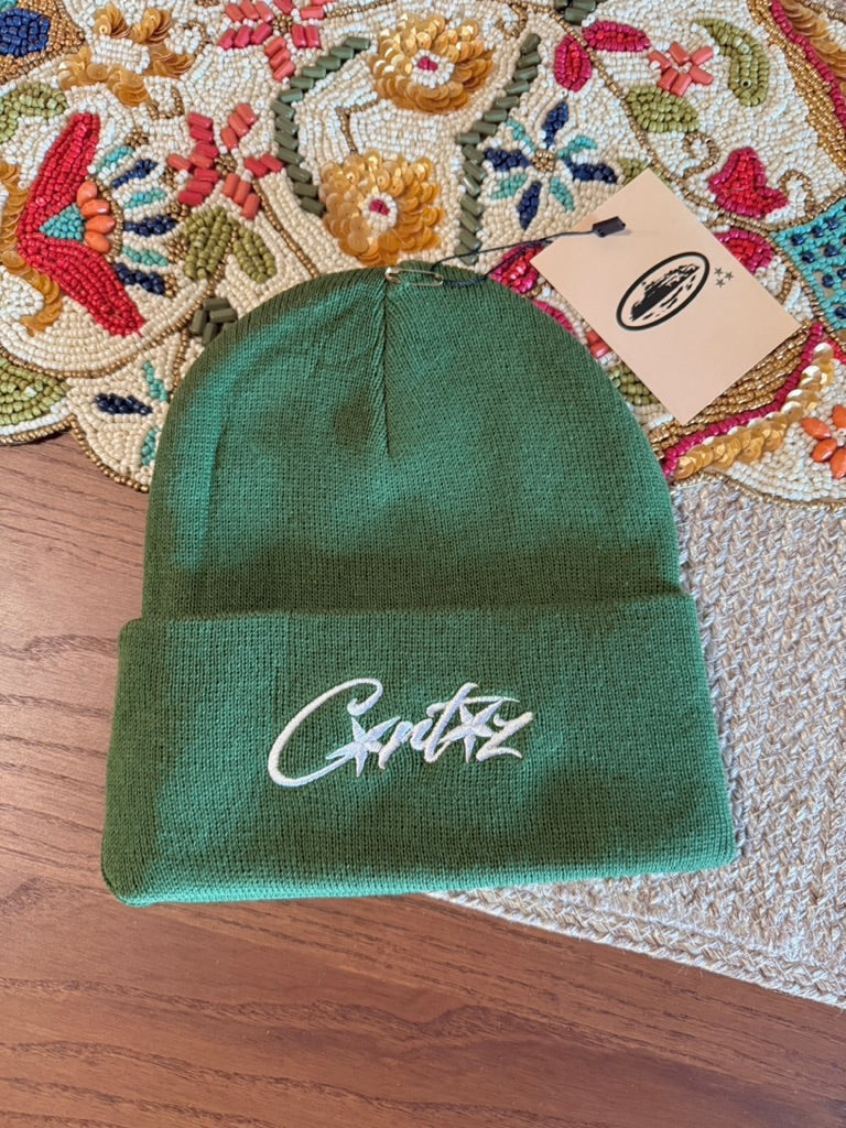 Corteiz Allstarz Folded Beanie Forest Green