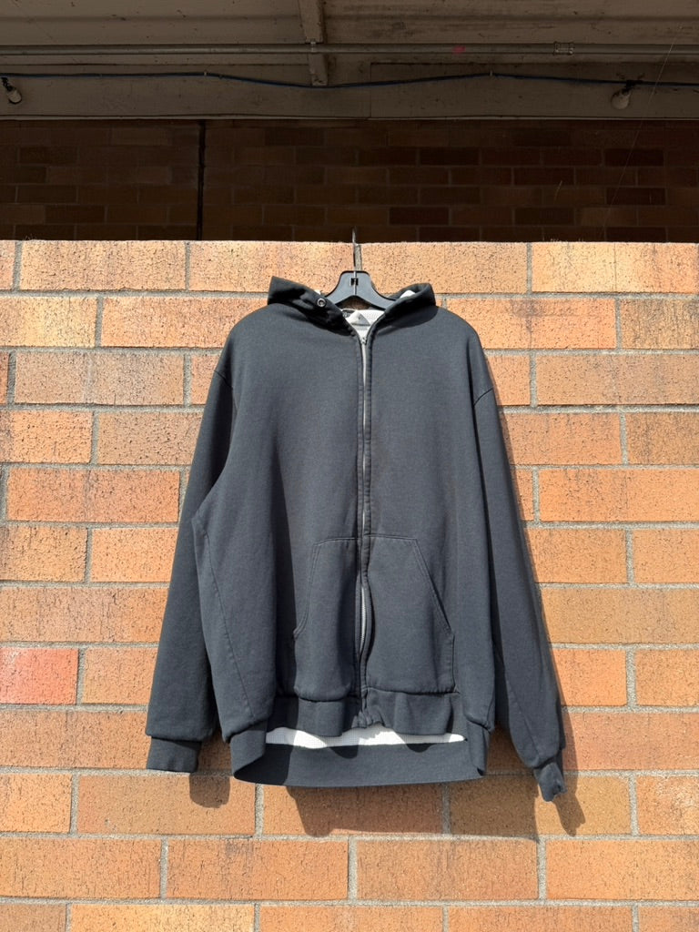 90s Muleskins Black Waffle Lined Zip Up Hoodie Sz XL