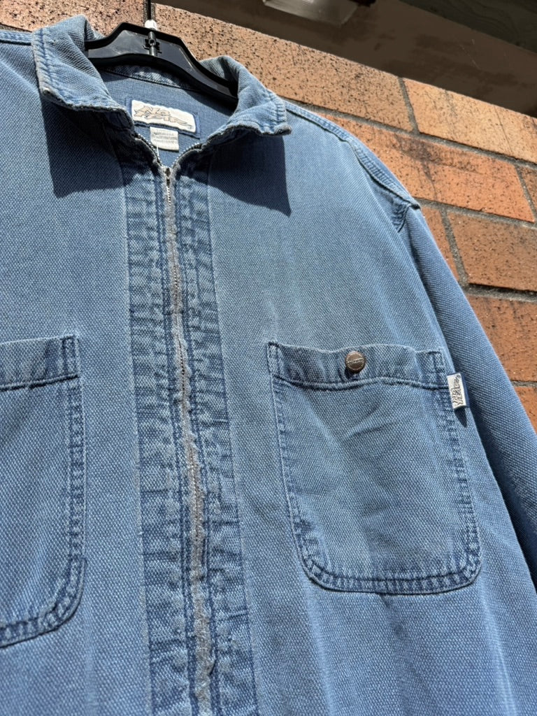 90s No Fear Denim Long Sleeve Zip Flannel Size L