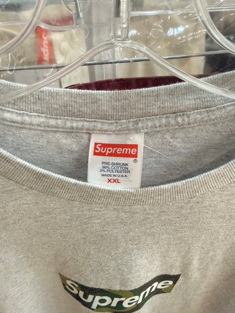 Supreme Camo Box Logo Tee Ash Grey FW23 USED Size XXL