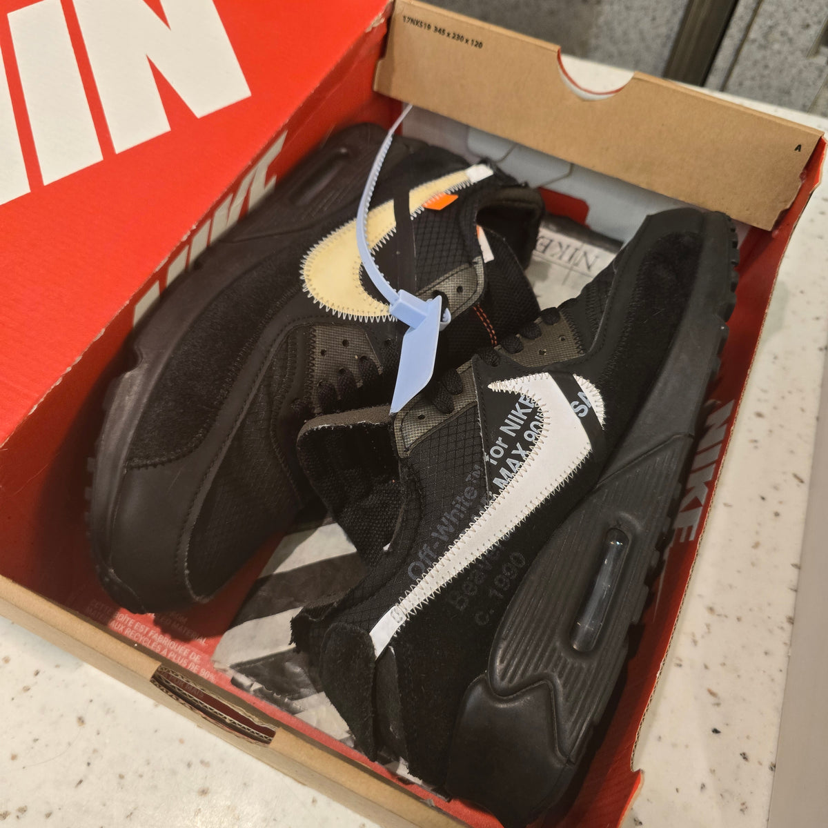Nike Air Max 90 Off-White Black SZ 10 USED