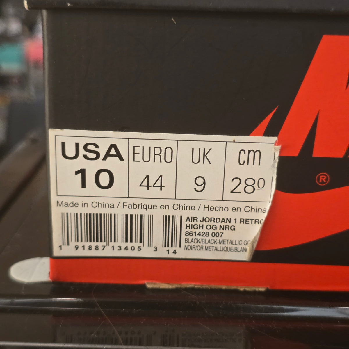 Jordan 1 Retro High NRG Patent Gold Toe SZ 10 USED