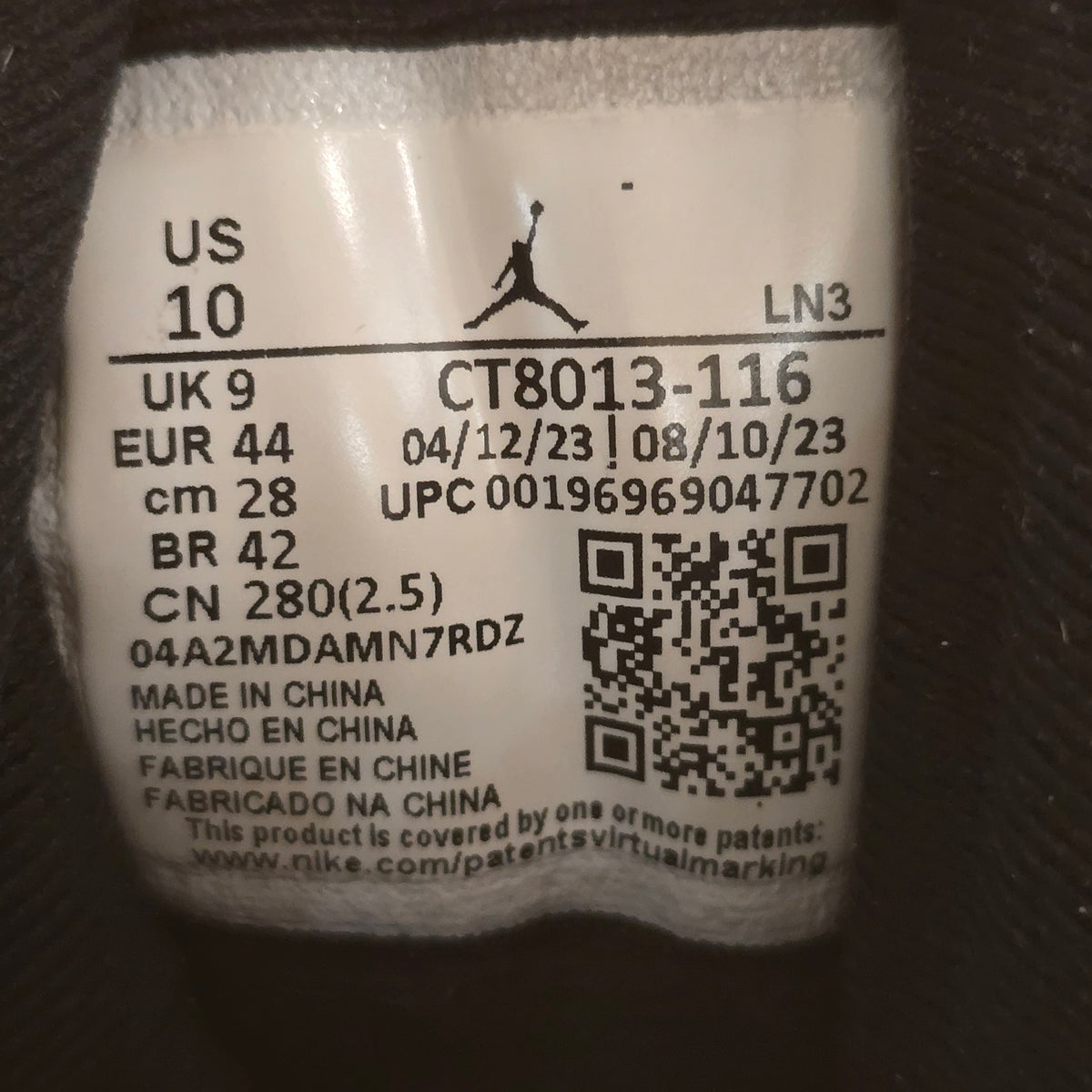 Jordan 12 Retro Cherry (2023) SZ 10 USED NO BOX
