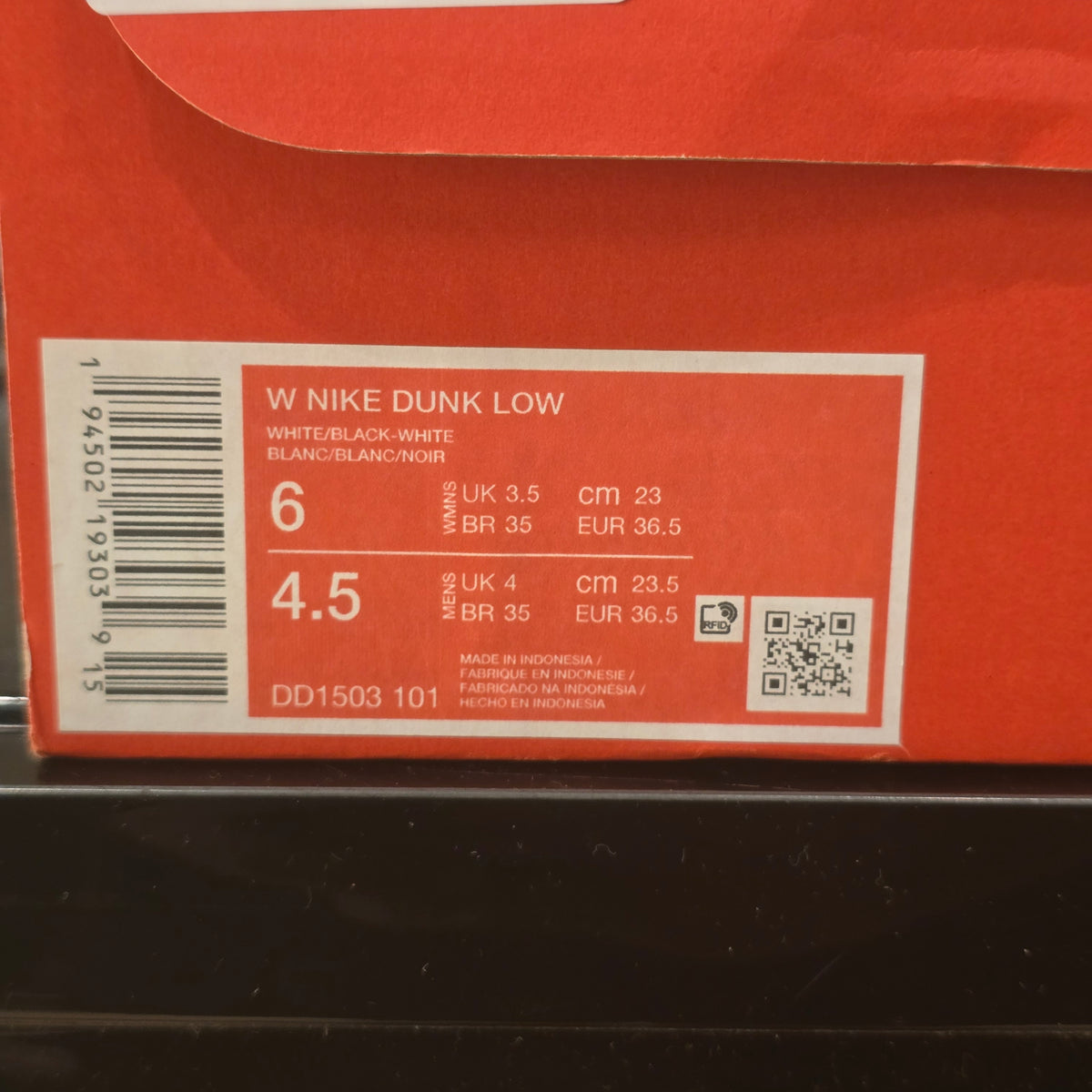 Nike Dunk Low Retro White Black Panda (Women's) SZ 6/4.5M