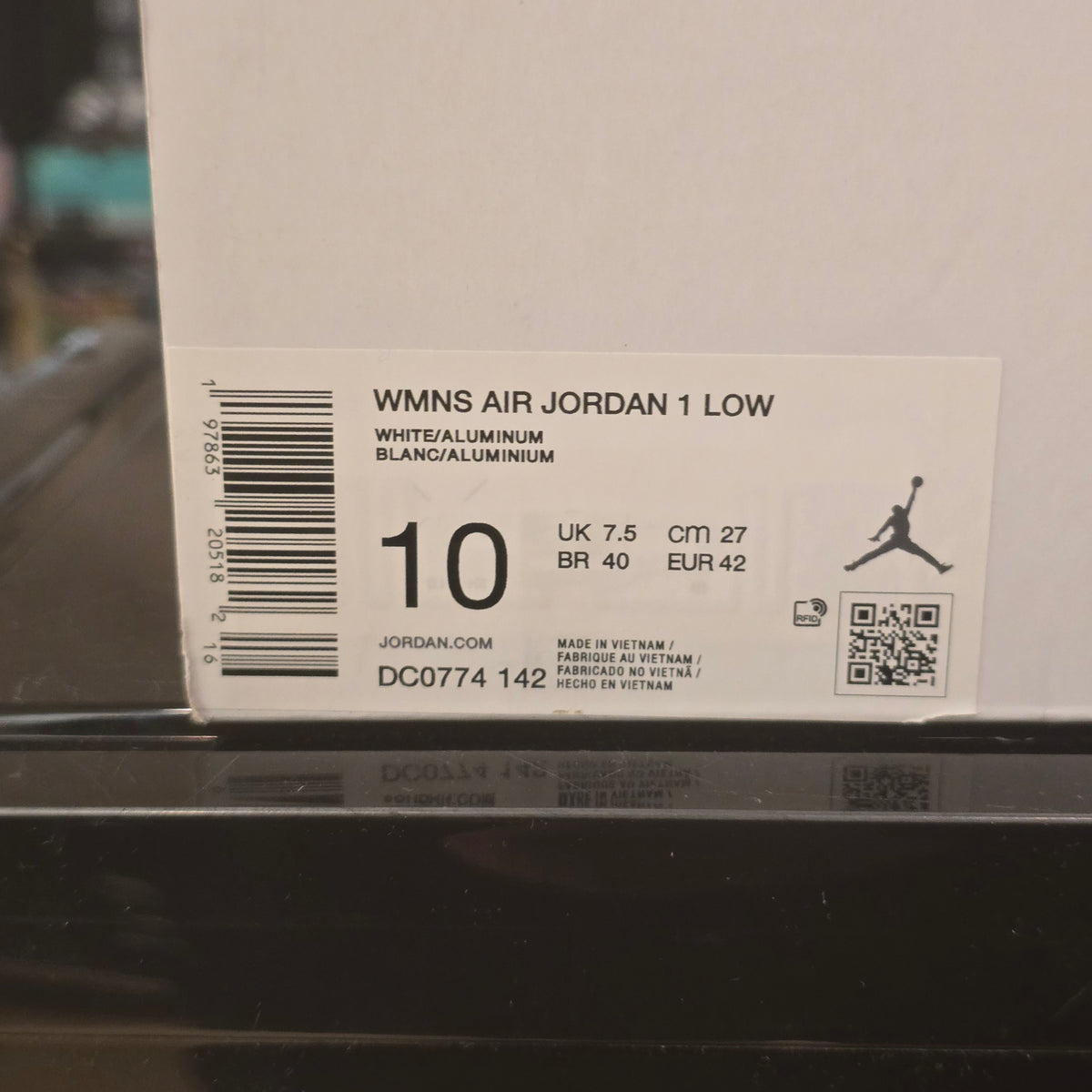 Jordan 1 Low White Aluminum (Women's) SZ 10/8.5M MISSING LID