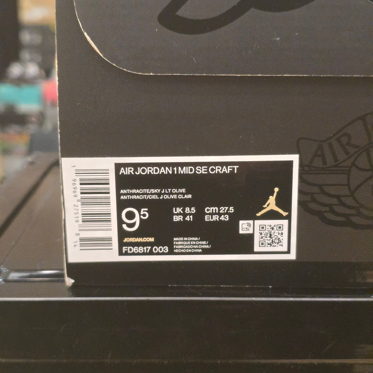 Jordan 1 Mid SE Craft Anthracite Light Olive SZ 9.5
