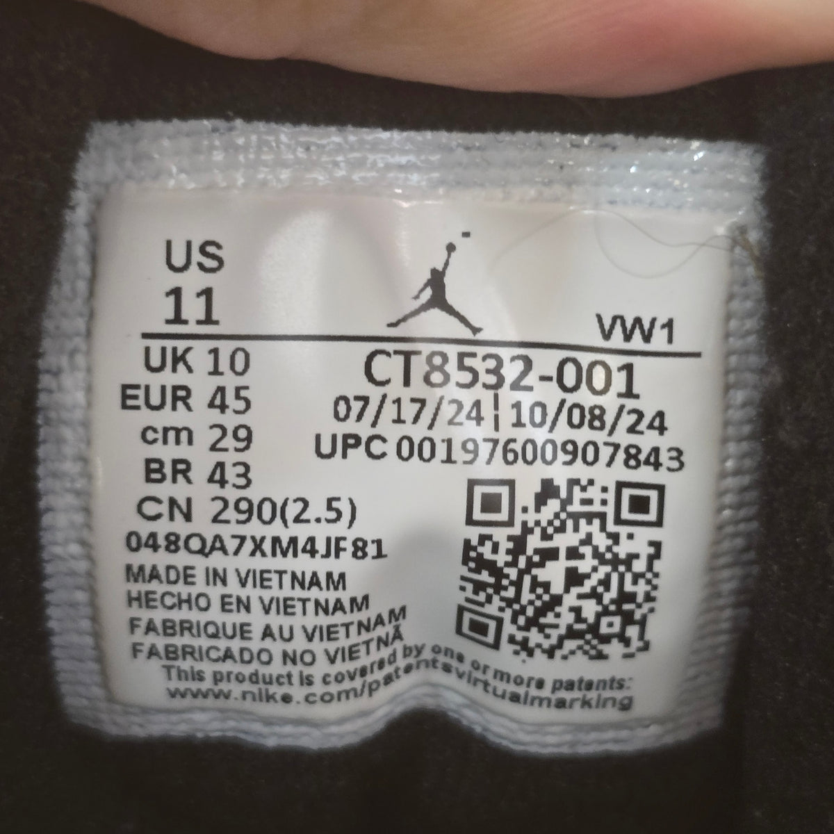 Jordan 3 Retro Black Cat (2025) SZ 11 USED