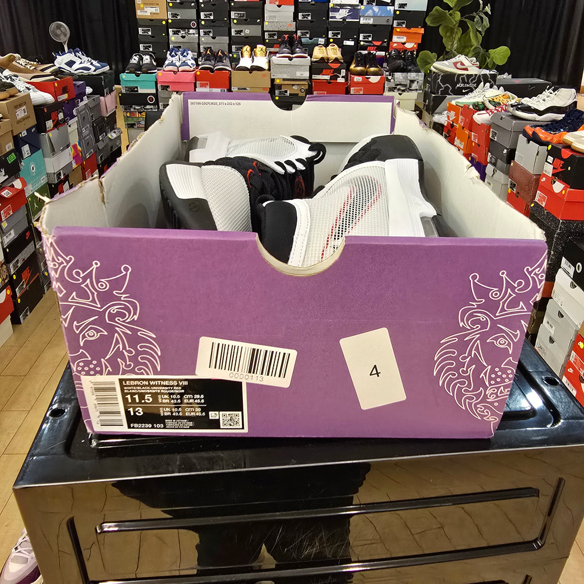 Lebron Witness 8 White University Red Black SZ 11.5 MISSING LID