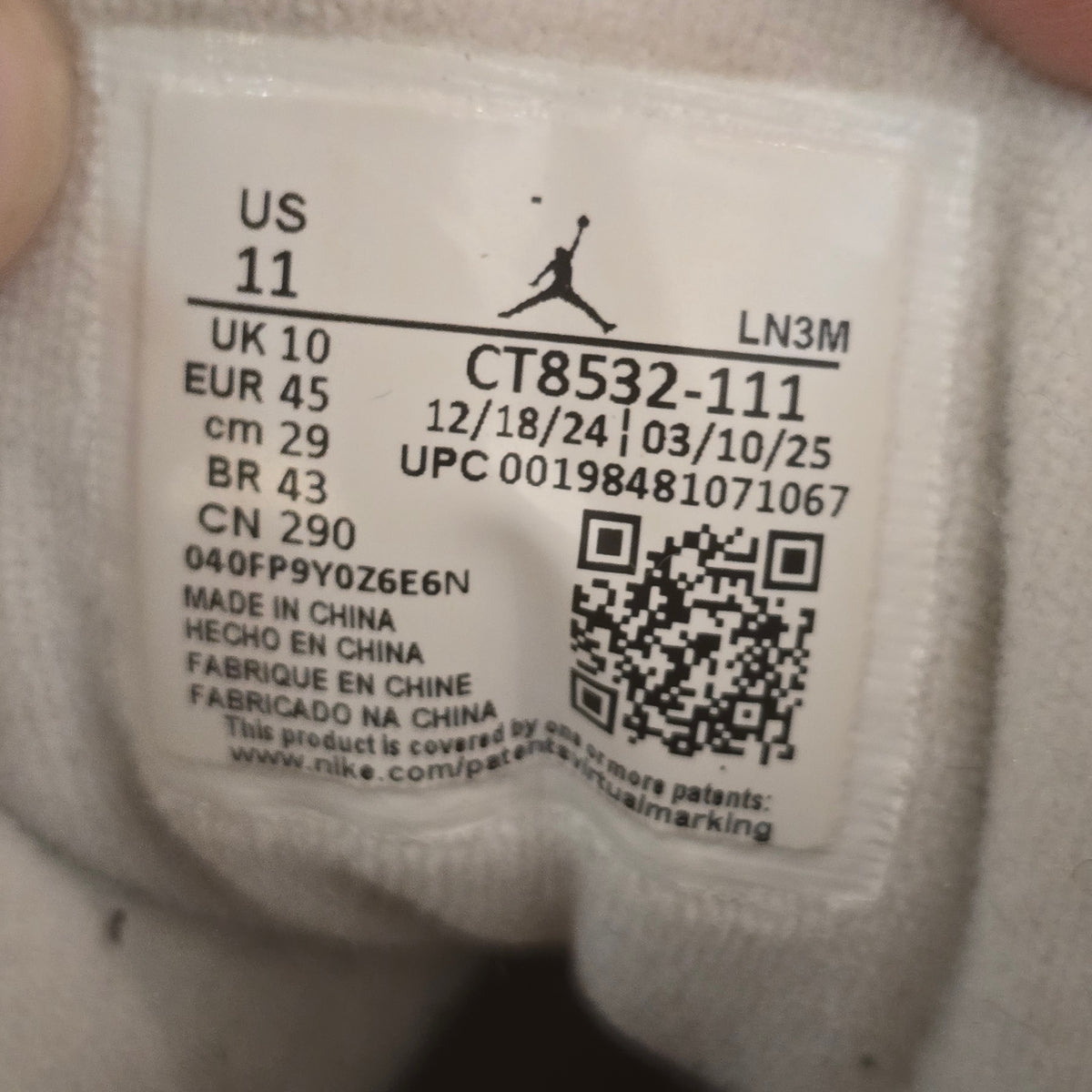 Jordan 3 Retro Pure Money (2025) SZ 11 USED