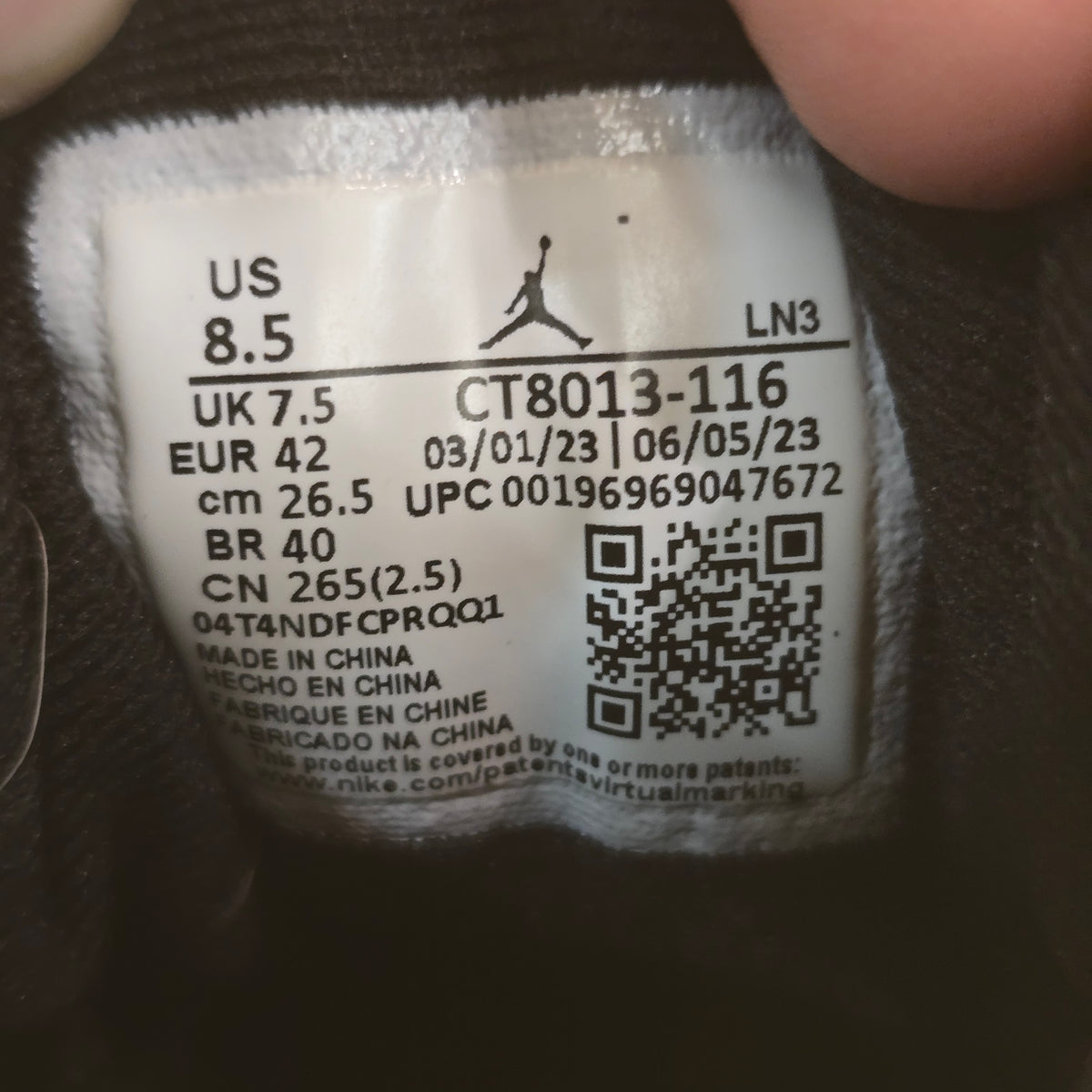 Jordan 12 Retro Cherry (2023) SZ 8.5 USED REP BOX