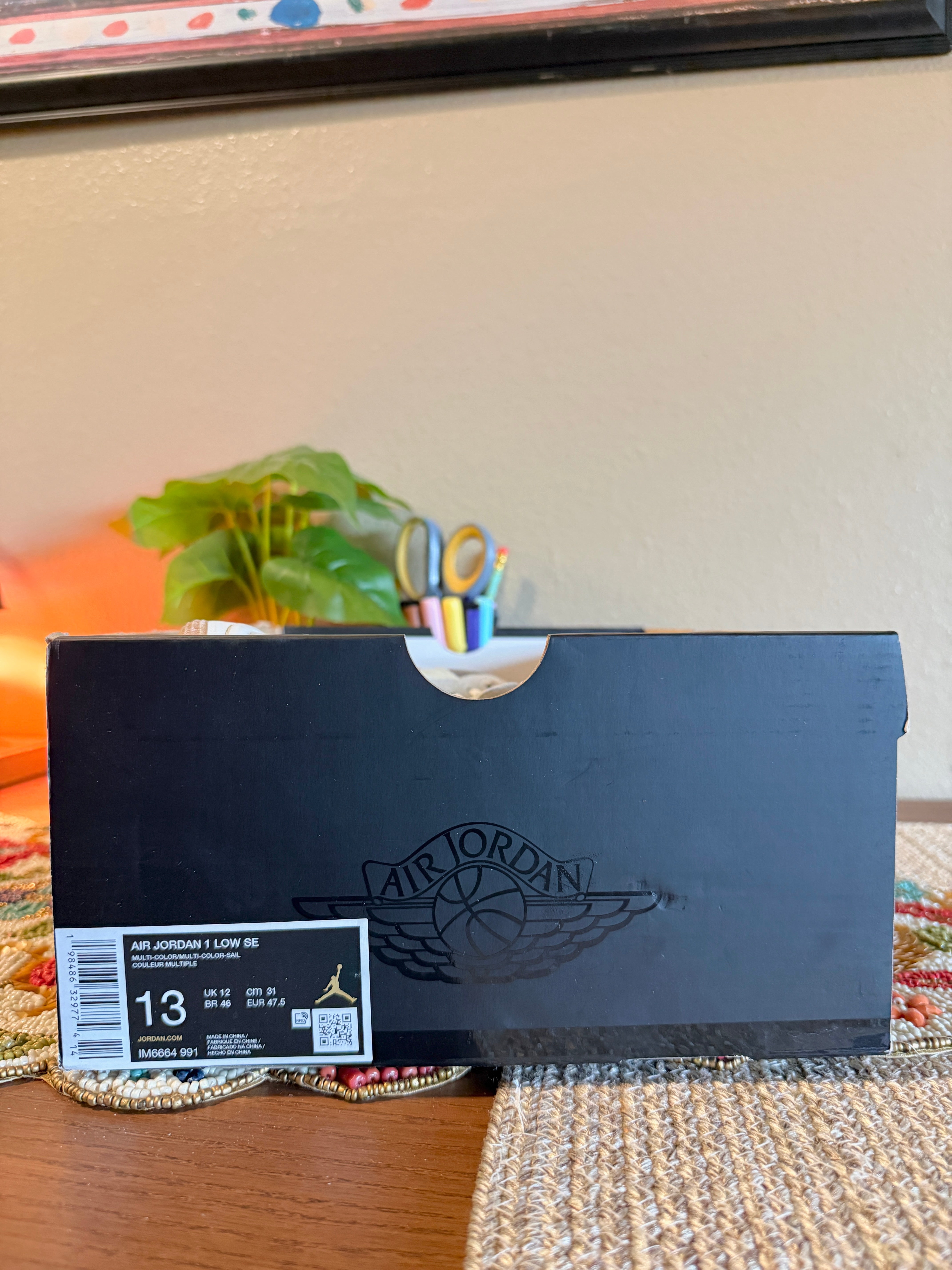 Jordan 1 Low SE Multi-Color Sail Light Bone Size 13 MISSING LID