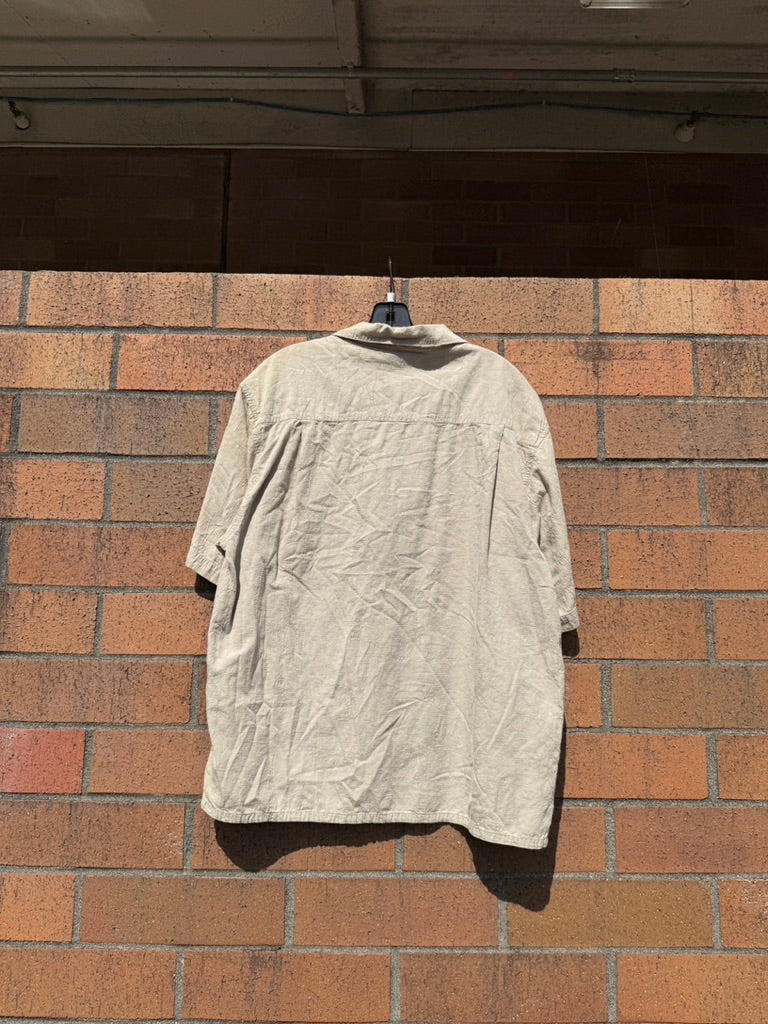 90s Ocean Pacific Tan Jacquard Short Sleeve Button Up Size L