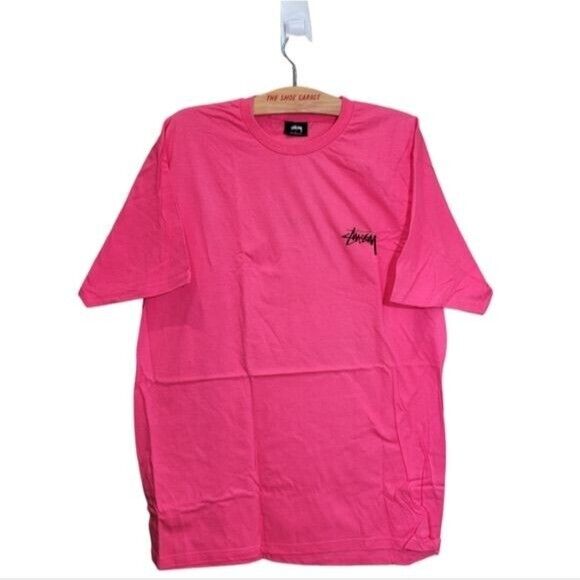 Stussy "Tidal S" Short Sleeve T-Shirt, Pink, Size Large