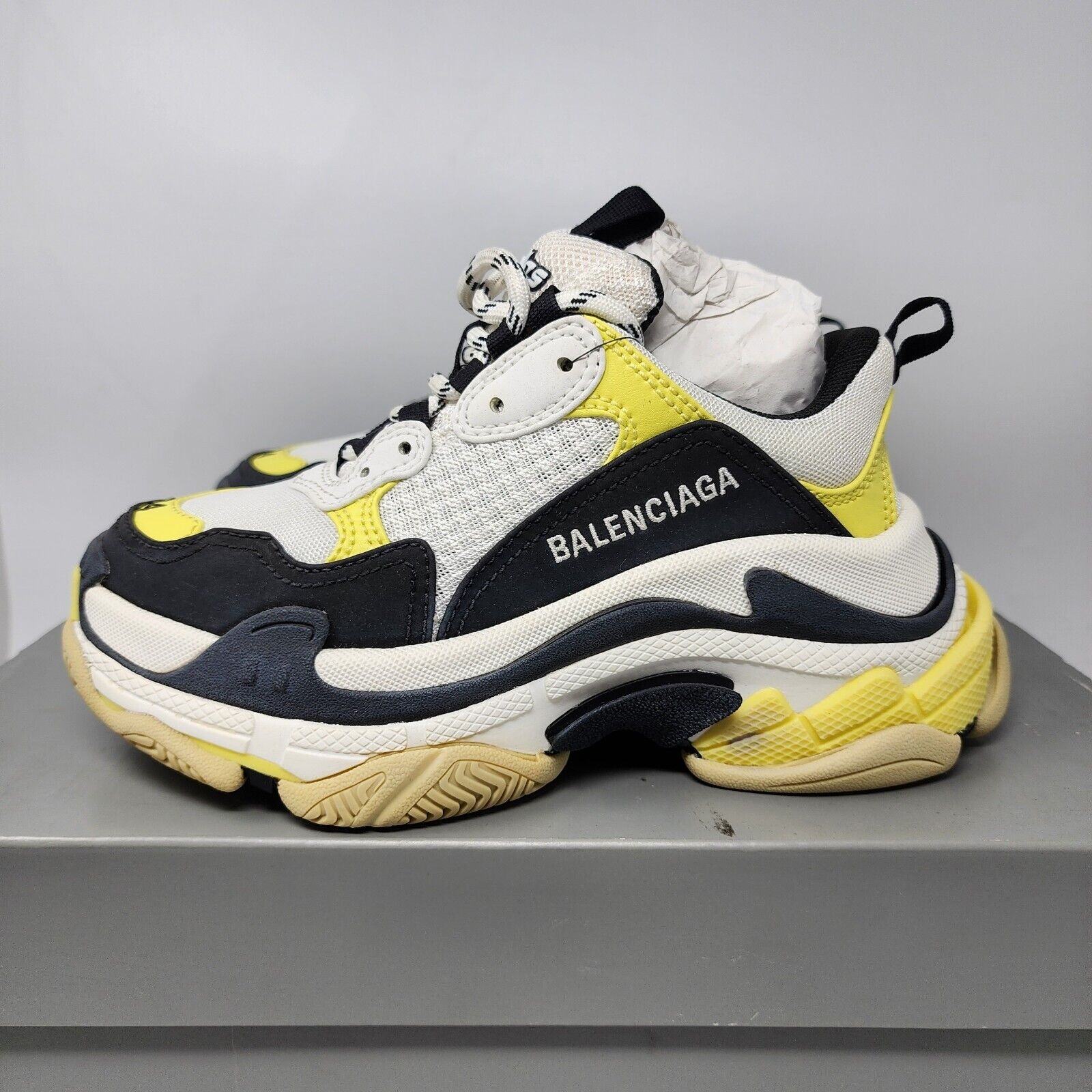Size 4 - Balenciaga Triple S White Yellow Wmns Sneakers