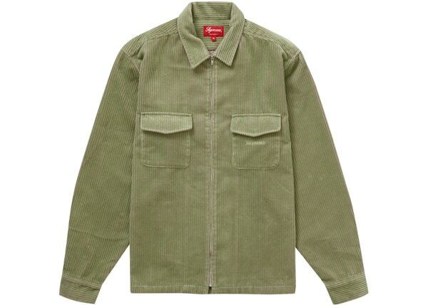 Supreme 2-Tone Corduroy Zip Up Shirt Green Sz Medium