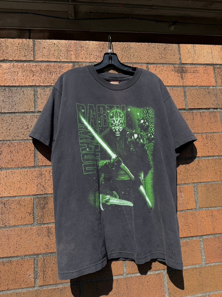 Y2K Star Wars Darth Maul Black / Green Tee Size L