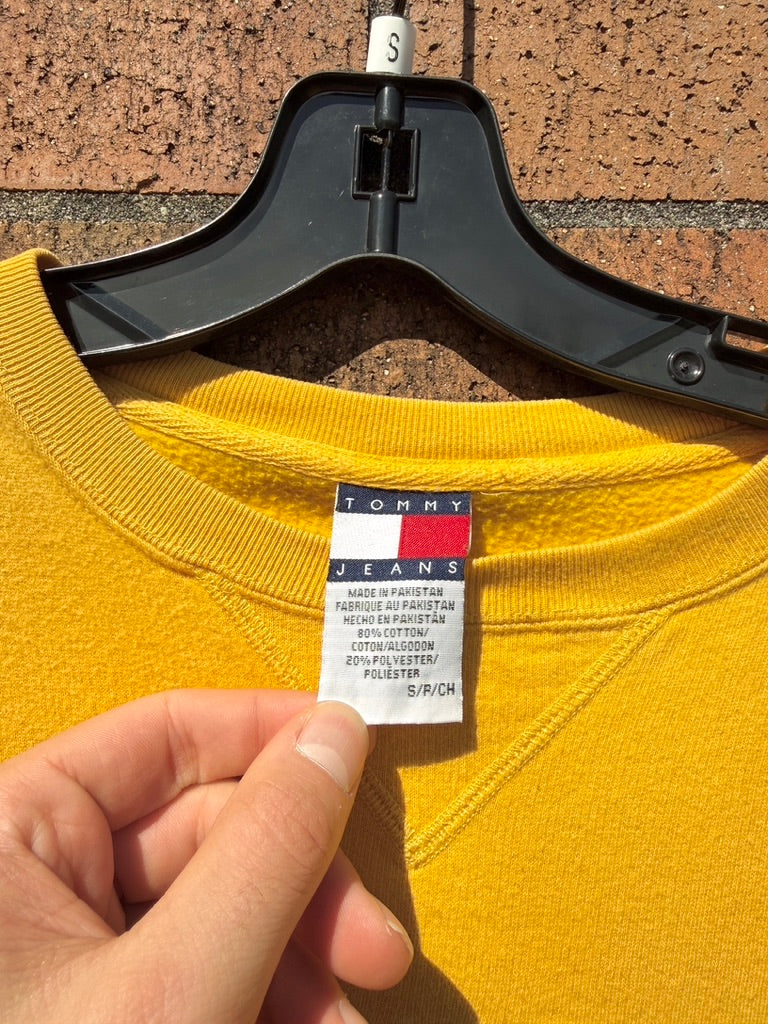 Y2K Tommy Hilfiger Denim Yellow Crewneck Sz Small