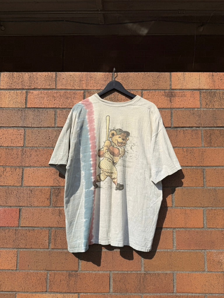 2000 Grateful Dead Baseball Bear Tie Dye Liquid Blue Tee Size XXL