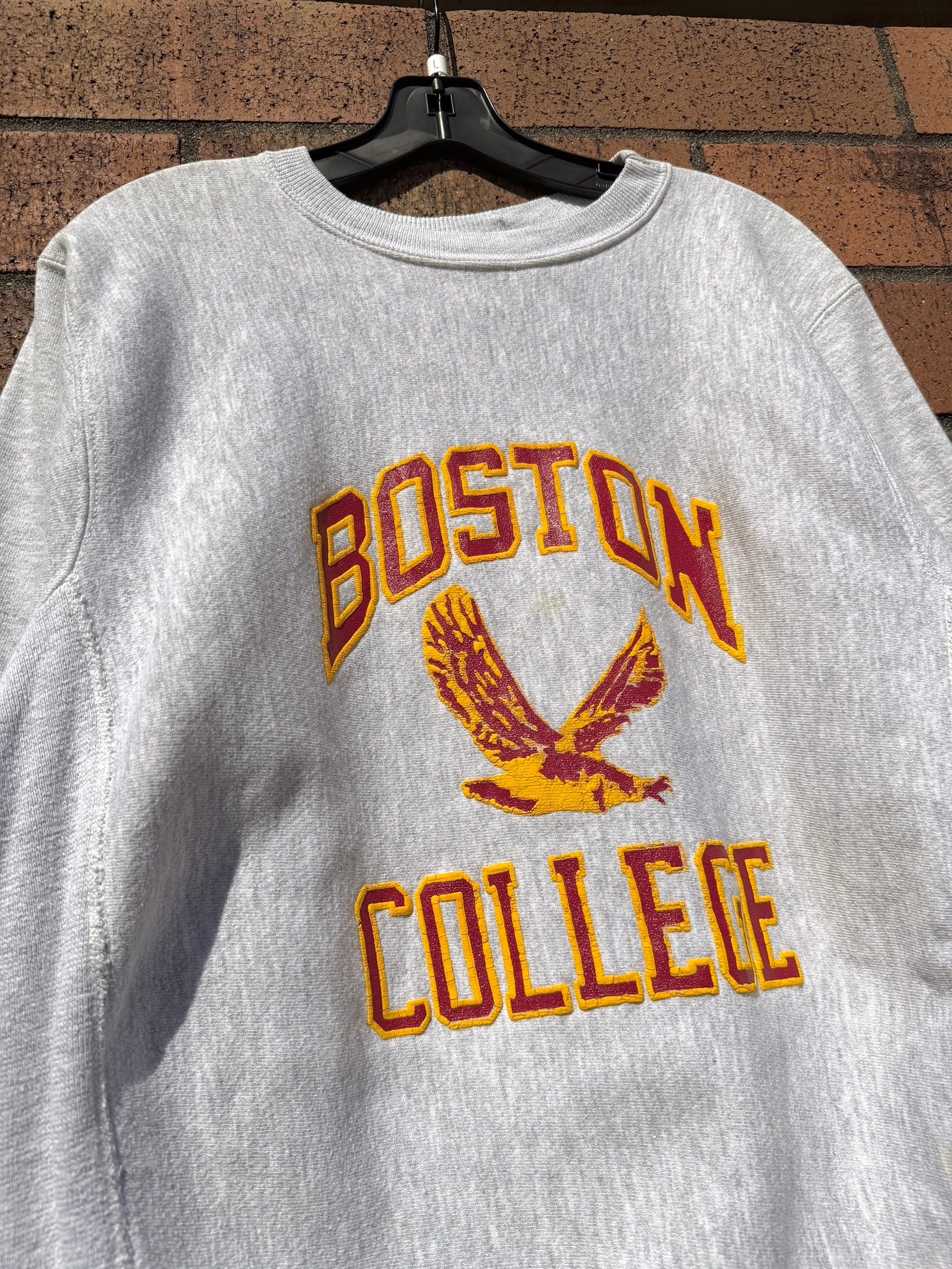 80s Boston College Grey Reverse Weave Style Crewneck Size L