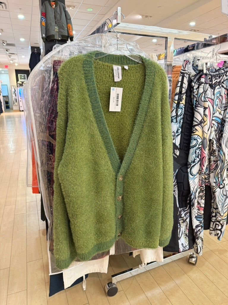 Collusion Green Fluffy Cardigan Size L
