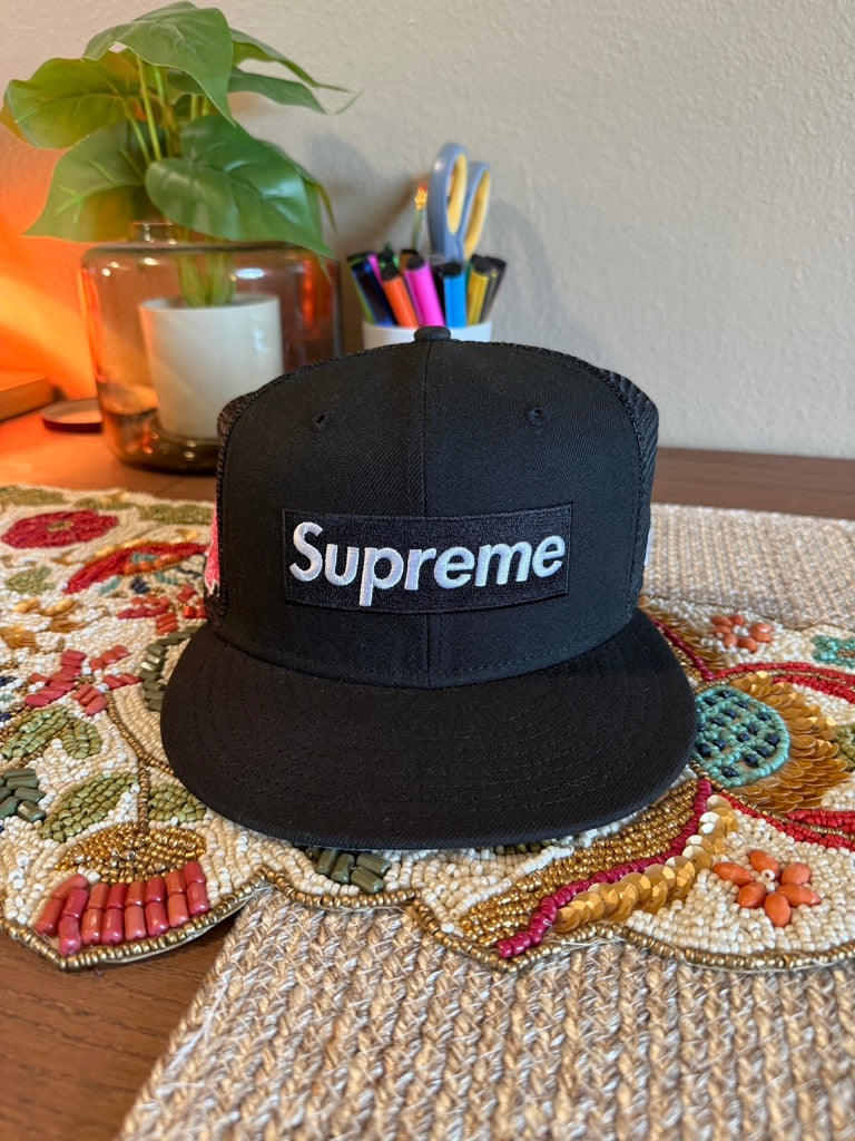Supreme Box Logo Mesh Back New Era Hat Black SS24 Size 7 1/2