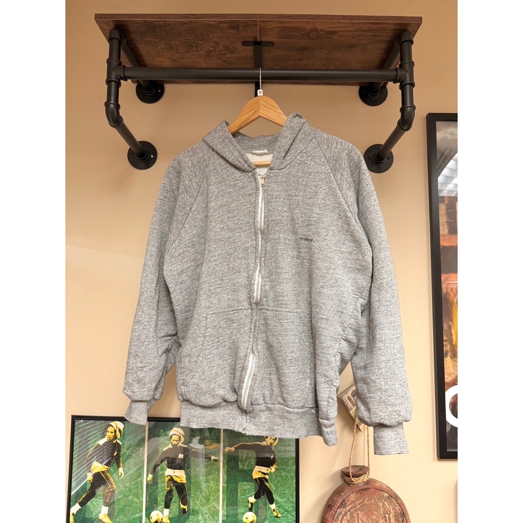 80s McGregor Thermal Lined Heather Grey Zip Up Hoodie