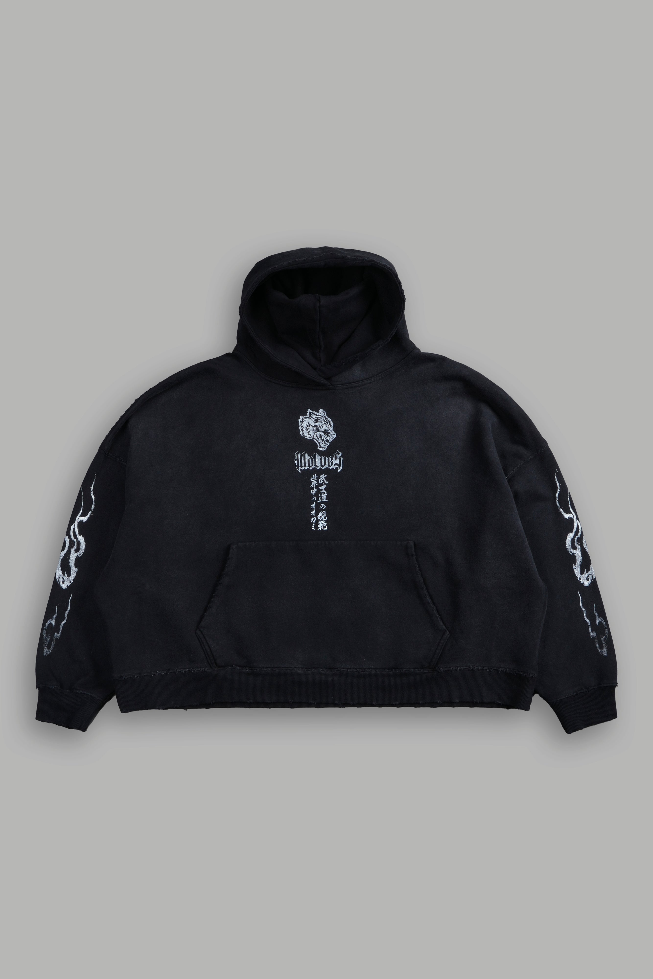 Darc Sport Infernal Destroyed Grunge Gage Box Cut Hoodie Black Sun Fade Sz Small