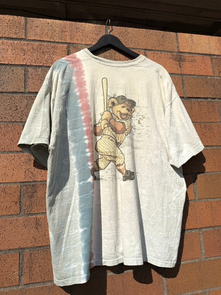 2000 Grateful Dead Baseball Bear Tie Dye Liquid Blue Tee Size XXL