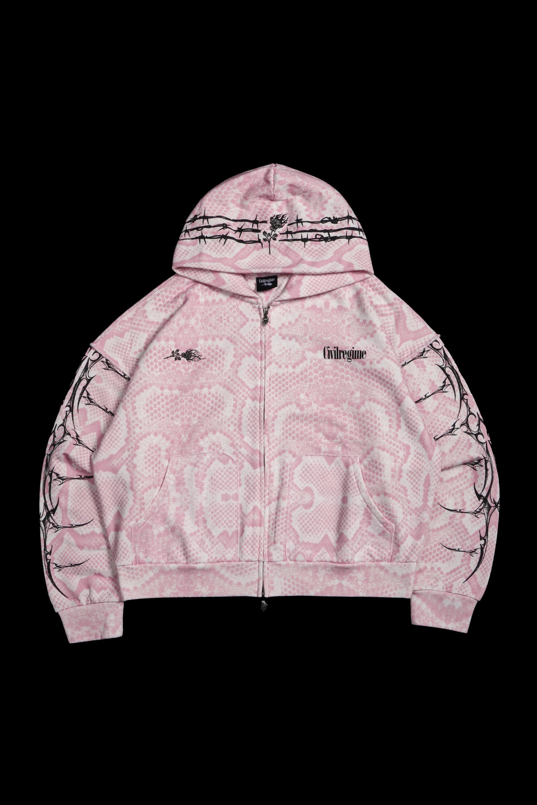 Civil Regime Core Brigade Zip Up Hoodie Pink Snake Sz M