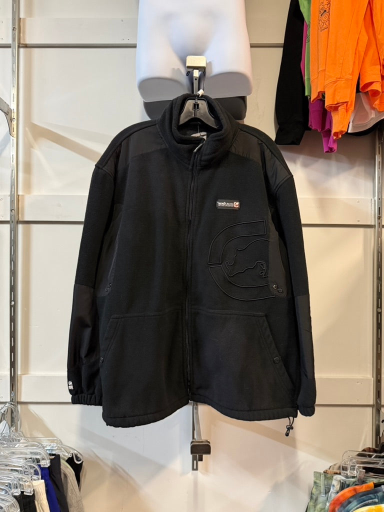 Y2K Ecko Unltd Black Fleece Jacket Sz XL