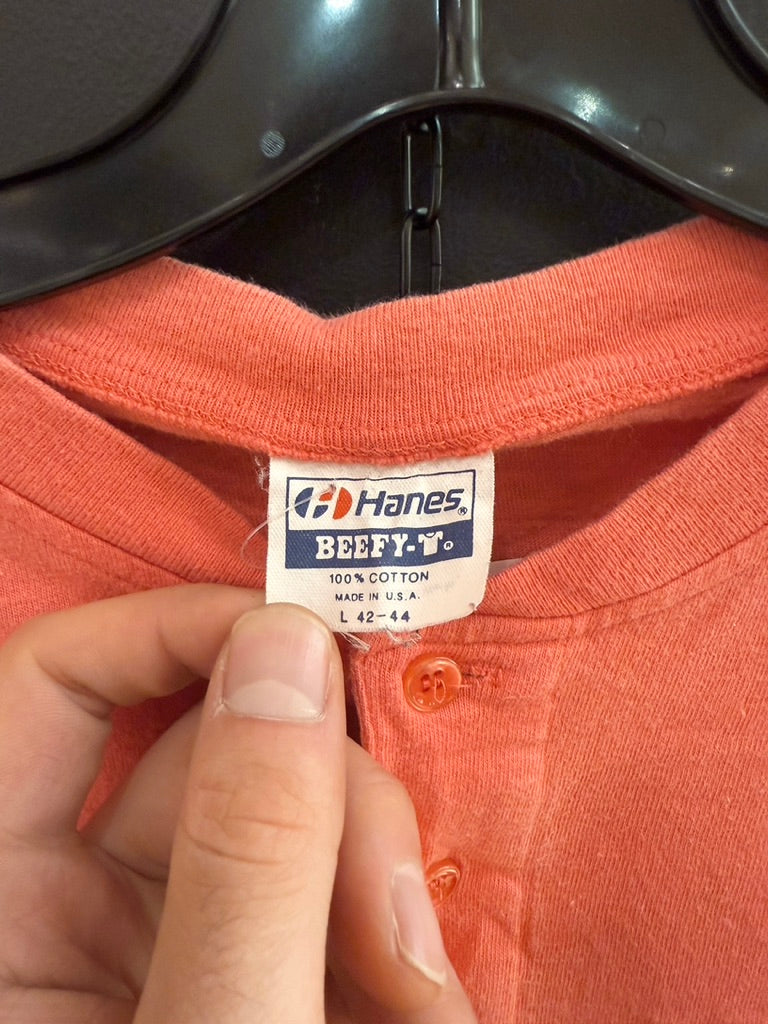 1983 Harley Davidson Downtown Seattle Pink S/S Henley Sz L