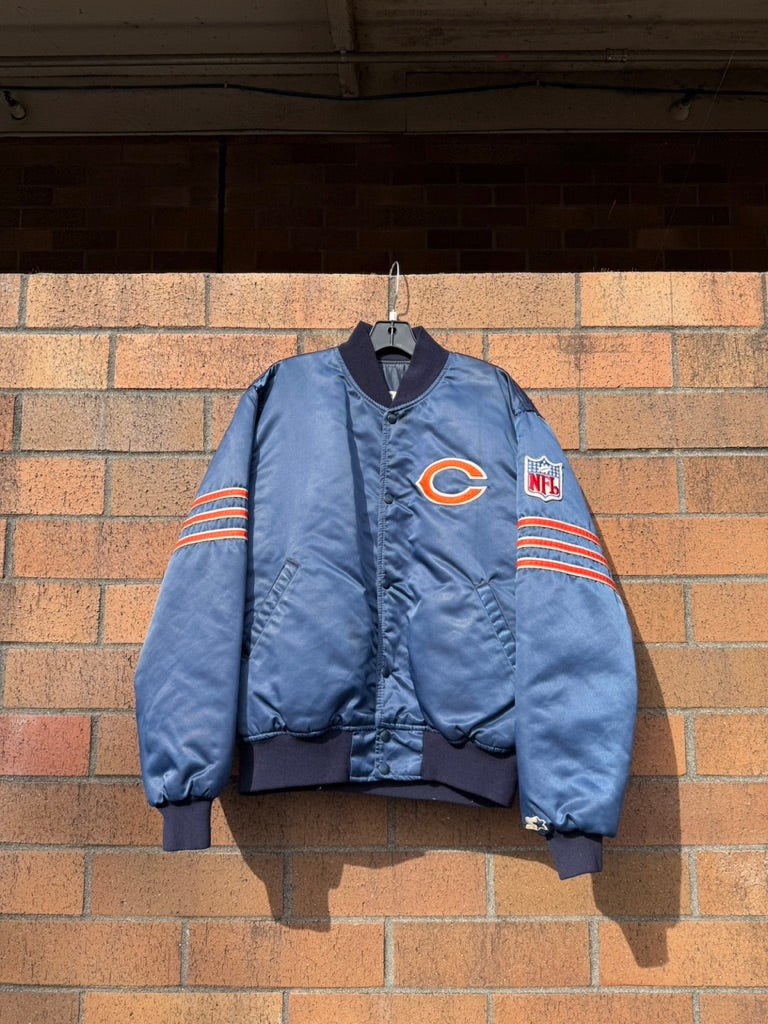 90s Starter Chicago Bears Satin Bomber Jacket Sz L