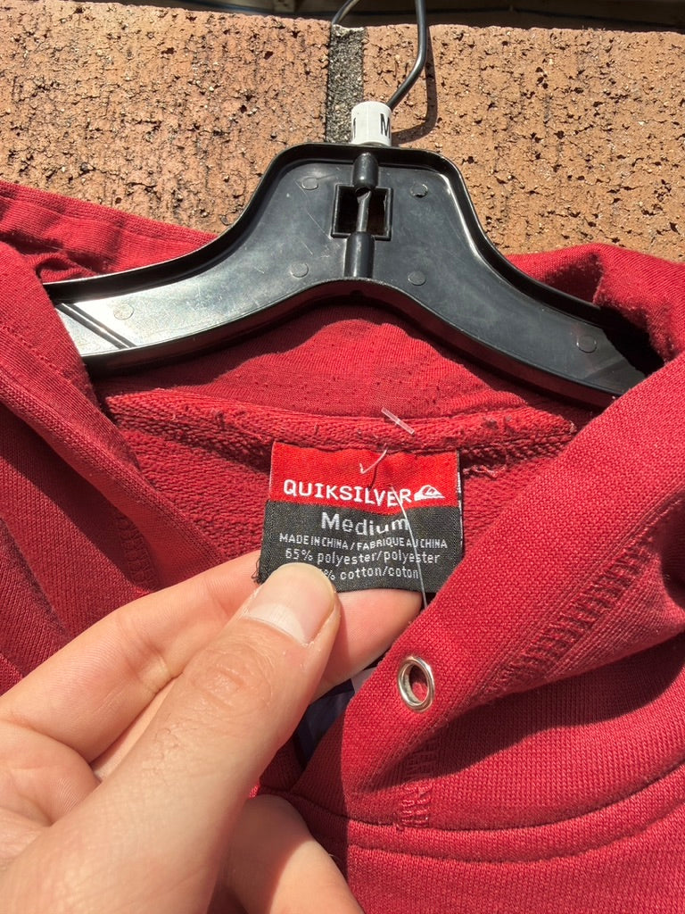 Y2K Quiksilver Red / Yellow Boardriding Hoodie Size M