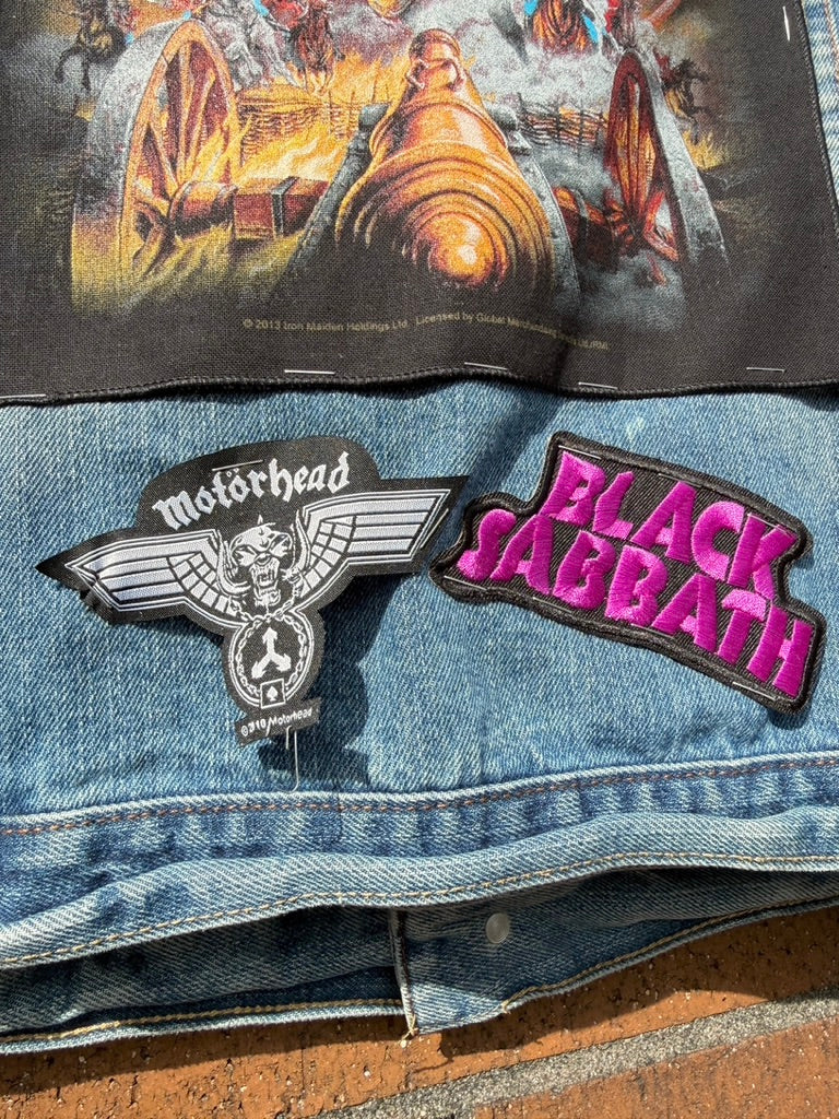 Custom Metalhead Denim Patch Vest Sz L