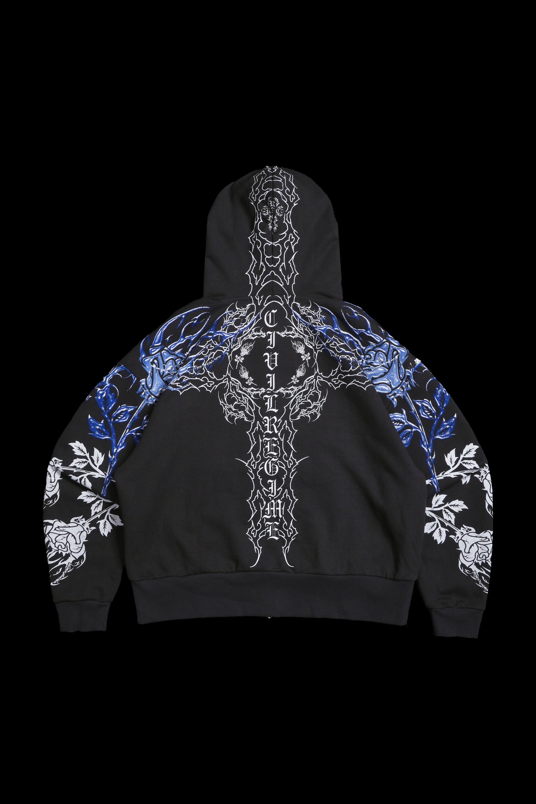 Civil Regime Corpse Flame Outliers Distressed Zip Up Hoodie Charcoal Sz XL