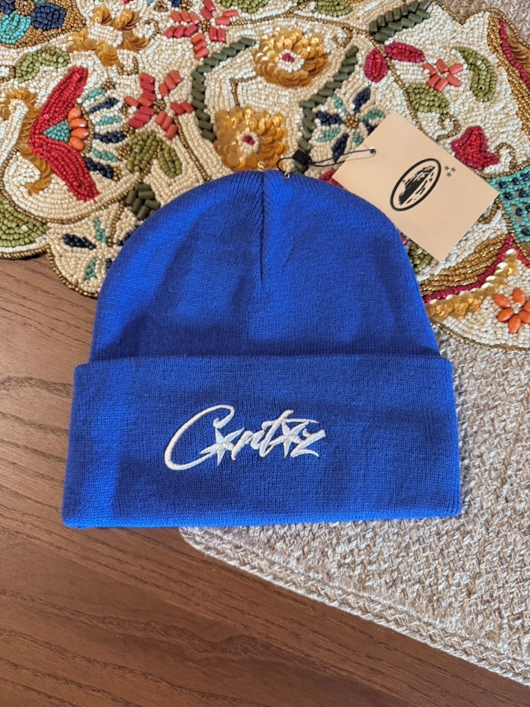 Corteiz Allstarz Folded Beanie Blue