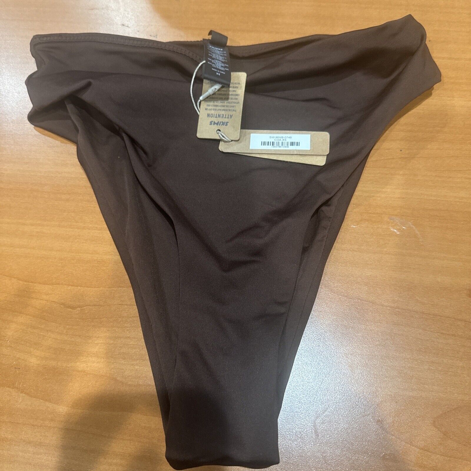 NWT-Skims Swim Mid Waist Bottoms Cocoa Size XS (SW-MWB-0748)