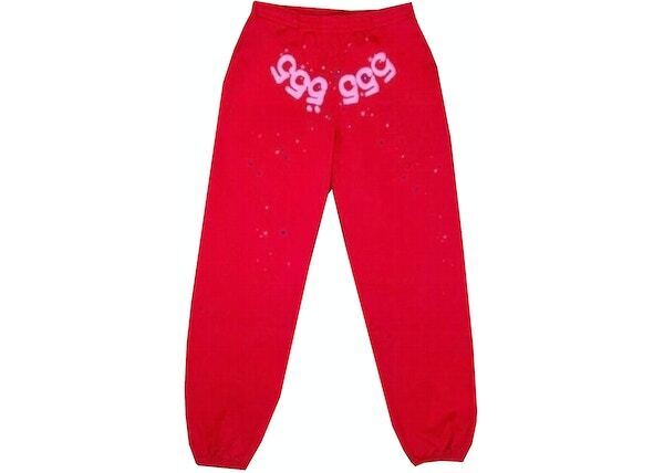 Sp5der Worldwide Red Angel Number 555 Sweatpants Red Sz Small