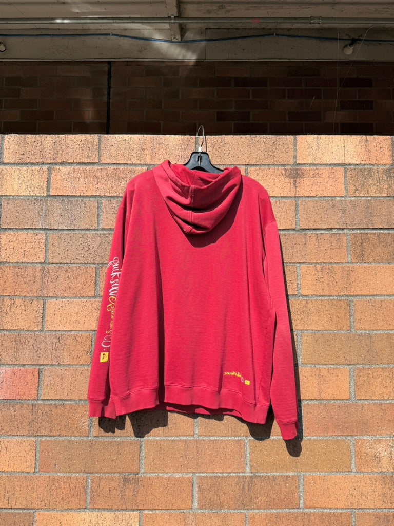Y2K Quiksilver Red / Yellow Boardriding Hoodie Size M