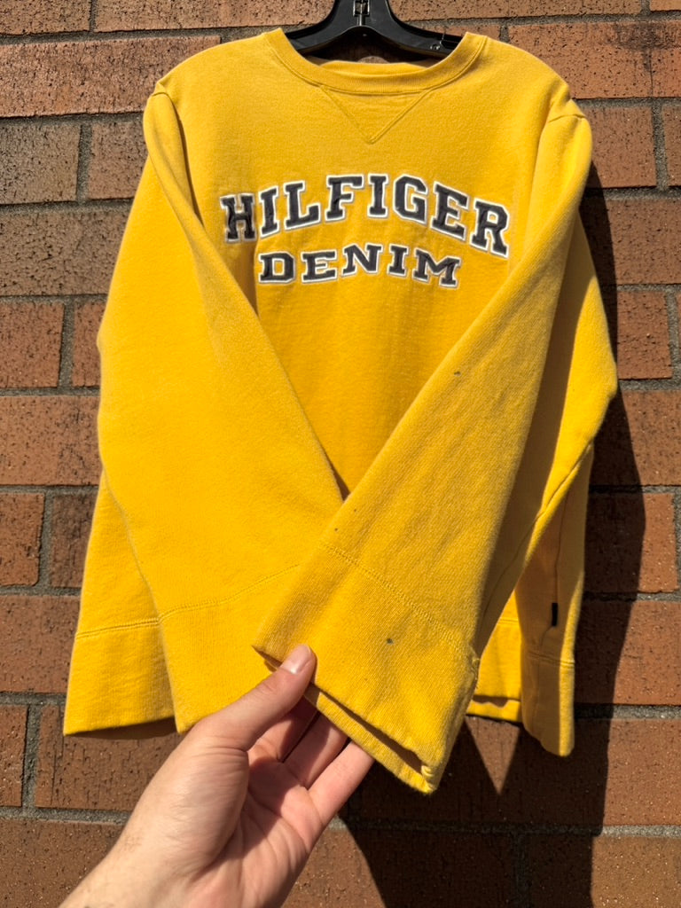 Y2K Tommy Hilfiger Denim Yellow Crewneck Sz Small