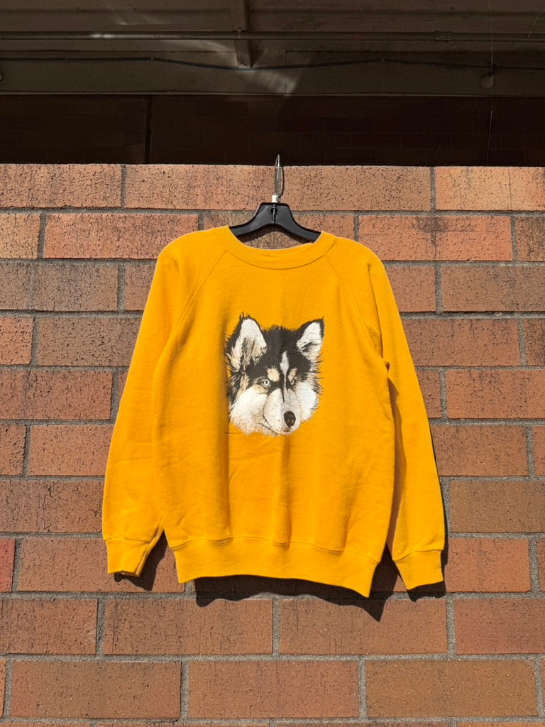80s Harry the Husky UW Crewneck Yellow Sz M
