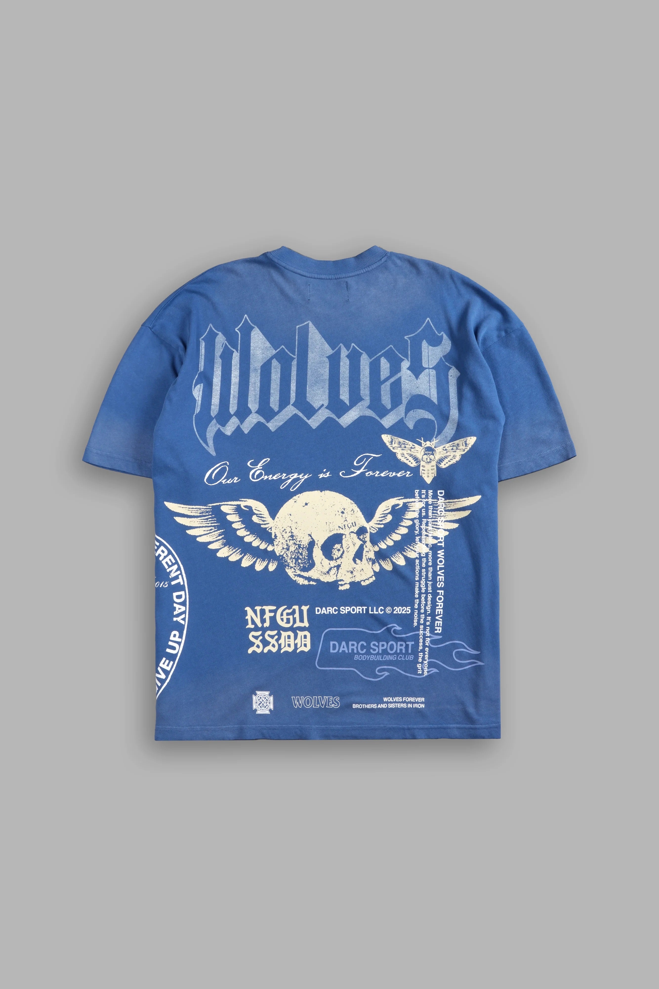 Darc Sport Free Will Oversized Tee LA Blue Driftwash Sz Small