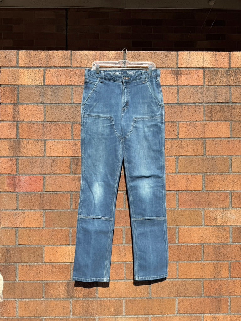 Carhartt Relaxed Fit Medium Wash Denim Double Knees Sz 33x36